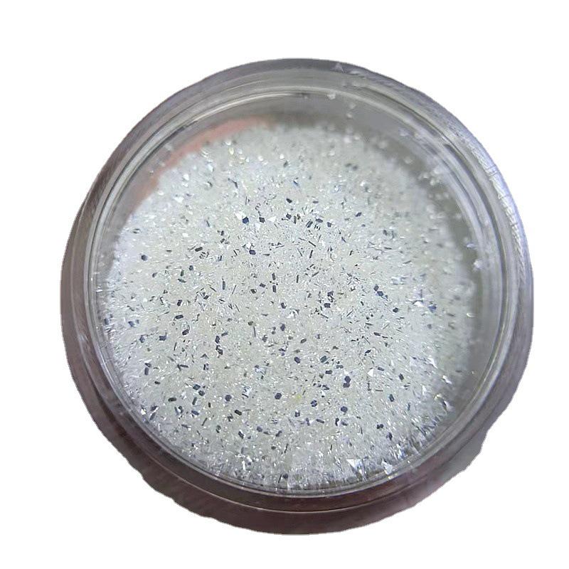 3D High Flash Glass Rhinestone Nail Art Silver White Pearlescent Sugar Glitter