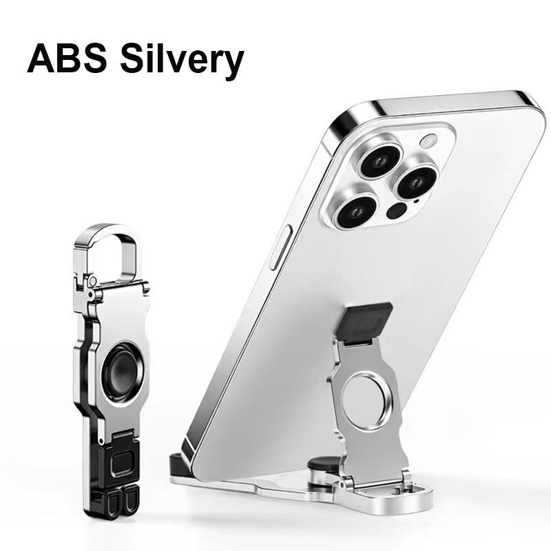 KEBIDU ABS Metal Fidget Spinner Desk Phone Holder Creative Foldable Stand Anti-Stress Adjustable Mobile Mount with Portable Keychain Hook