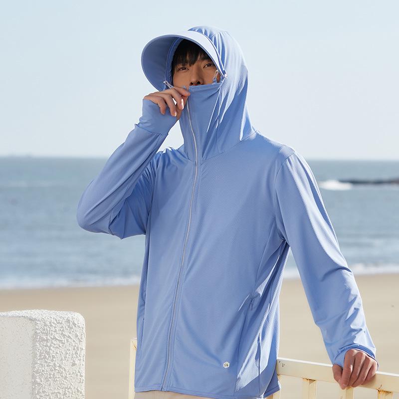 Herre UPF50 Pustende Solbeskyttelse Fiske- og Sykkelhatt med Ansiktsdeksel