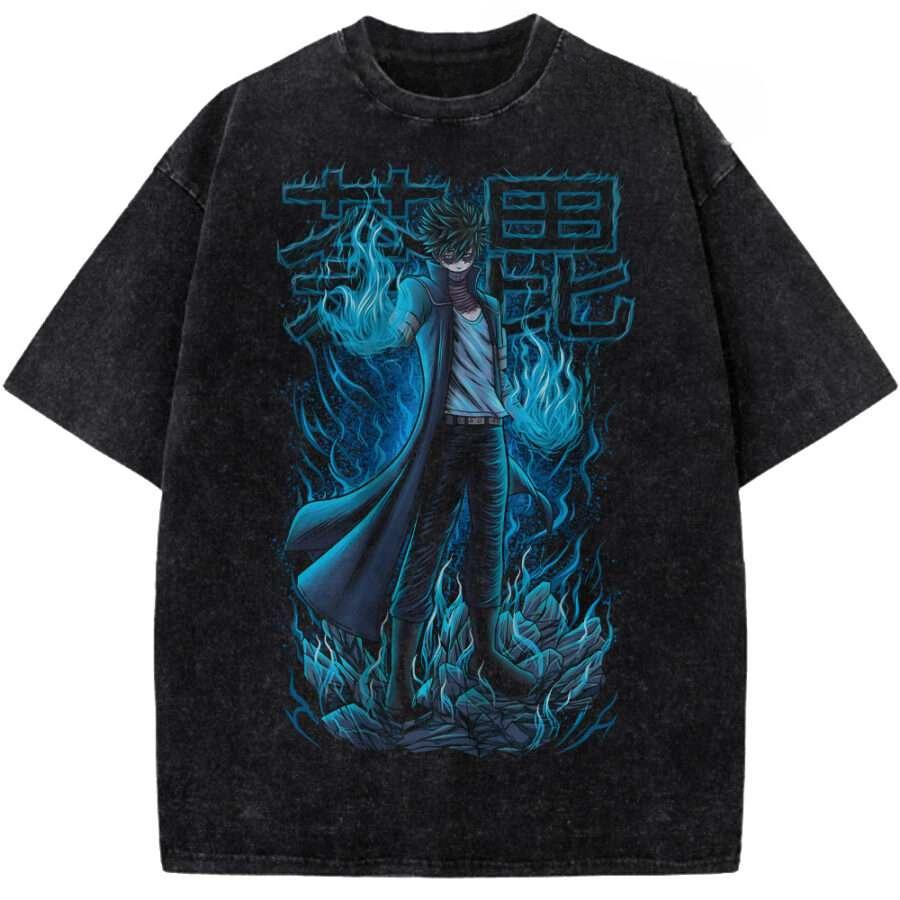 Dabi My Hero Academia Clothing Men Short Sleeve Manga T-shirts Vintage Washed T Shirt Casual Cotton Tee Harajuku Male Tshirt