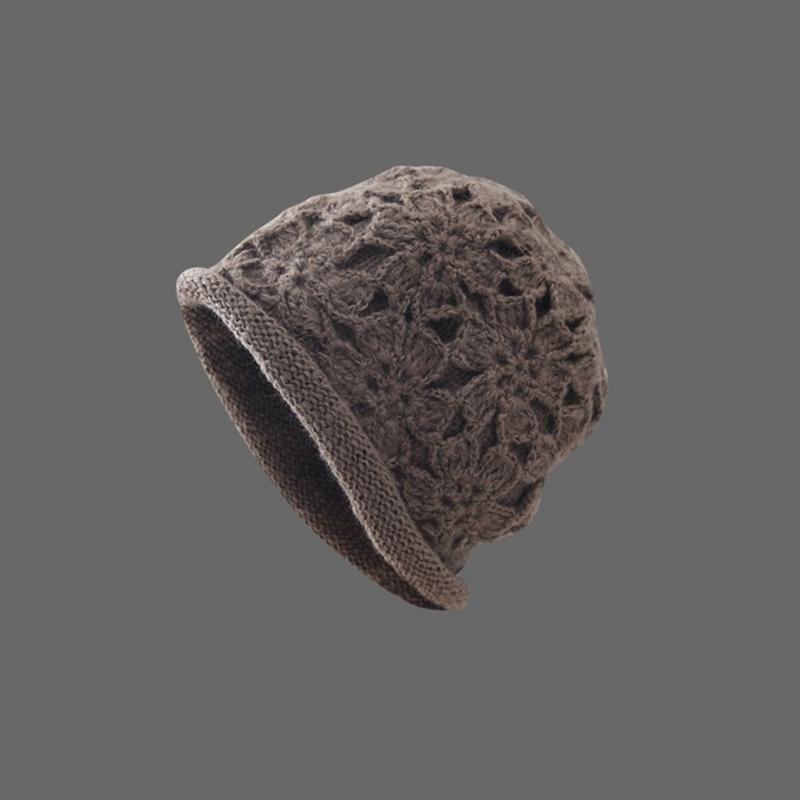 Häkelblumen-Damenmütze Gestrickte Damenmütze Multifunktionale Tragbare Kopfdekorationen für Drinnen, Draußen, Reisen, Camping