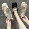 Fashion Off-white Mesh Japanese Style Lolita Cute Gothic Shoes for Women Kawaii Flat Flats Low Heel Elegant Round Toe Mary Jane On Offer