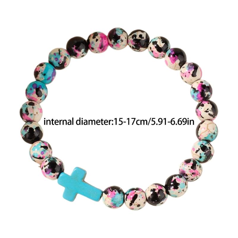 Inspirational Meditation Crosses Bracelet Beaded Colorful Stone for Women Faith Inspire Spiritual Gift Jewelry