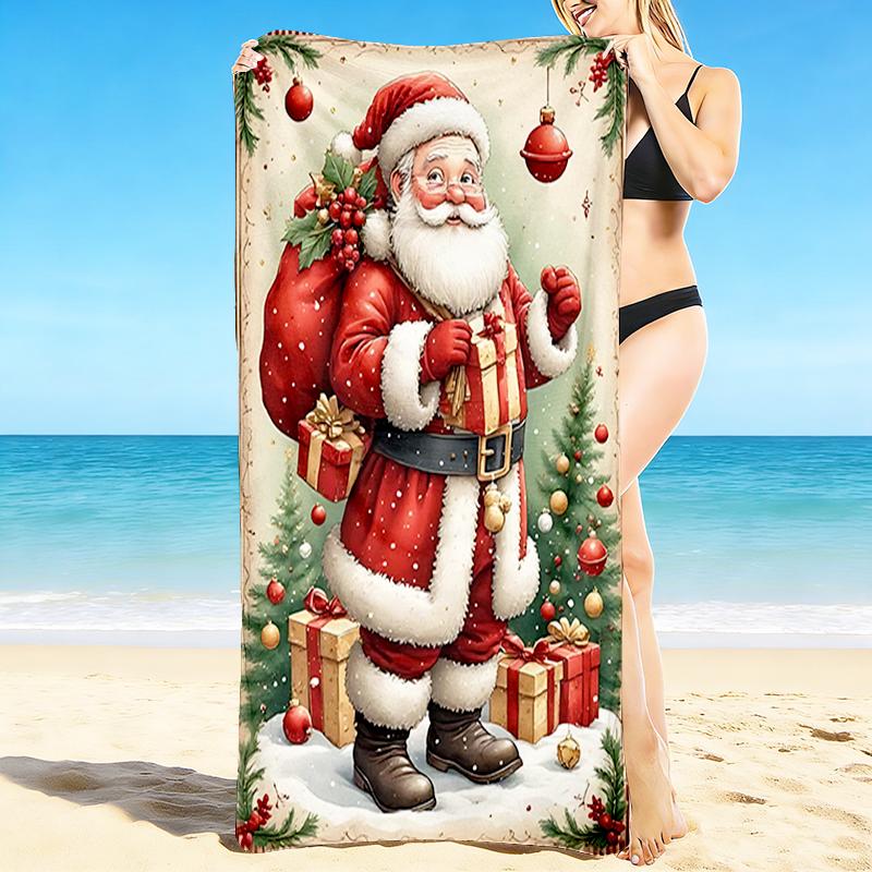 1Pc Christmas Santa Claus Gifts Beach Towel Quick Dry Multiuse For Beach Pool Gym Yoga Home Travel Christmas Halloween Xmas Gift S1186