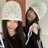 Handcrochet Flower Hat for Women Casual Beanies Hat Shopping Photography Skull Hat Travel Headwear Hollowout Vacation Hat