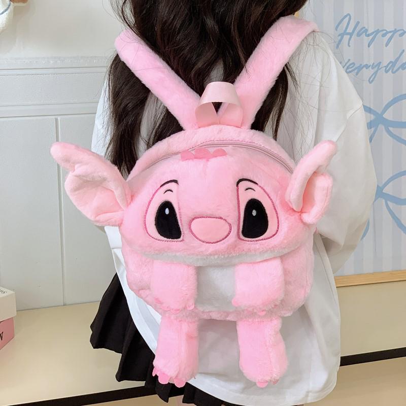 Stitch Cartoon Plush Doll Backpack - Cute & Fluffy Bag for Girls