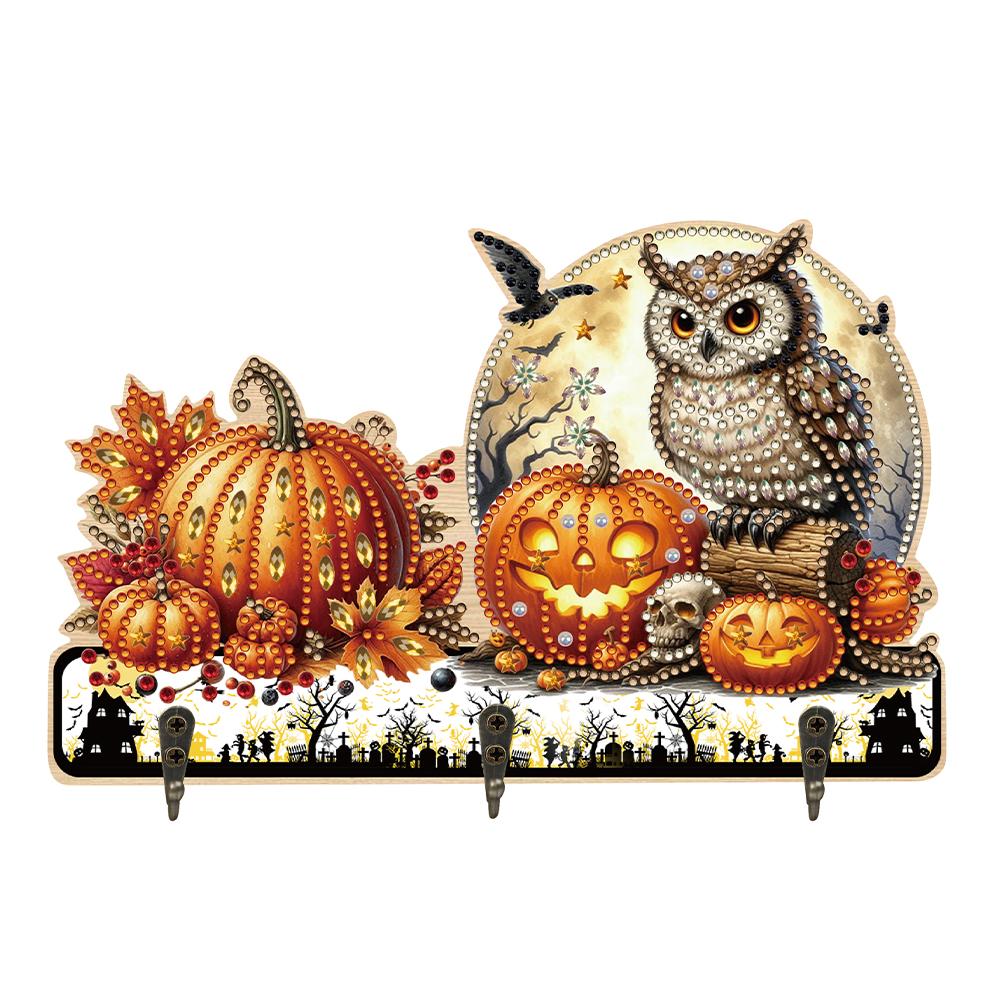 

Halloween Patterns Wood 2D/Flat DIY Home Decor Craft Kit Diamond Painting Hooks for Wall Decoration and Space-Saving Storage