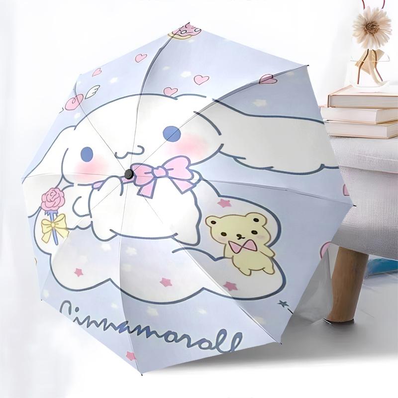 1pc Cinnamoroll Automatic Folding Umbrella - Portable 3-Fold Design with 8-Bone Iron Frame, Perfect for Outdoor Use, Festive Gifts, Fans, Travel, Dail