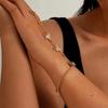 Gold Big Crystal Ring Bracelet For Women Wrist Chain Jewelry Hand Back Chain
