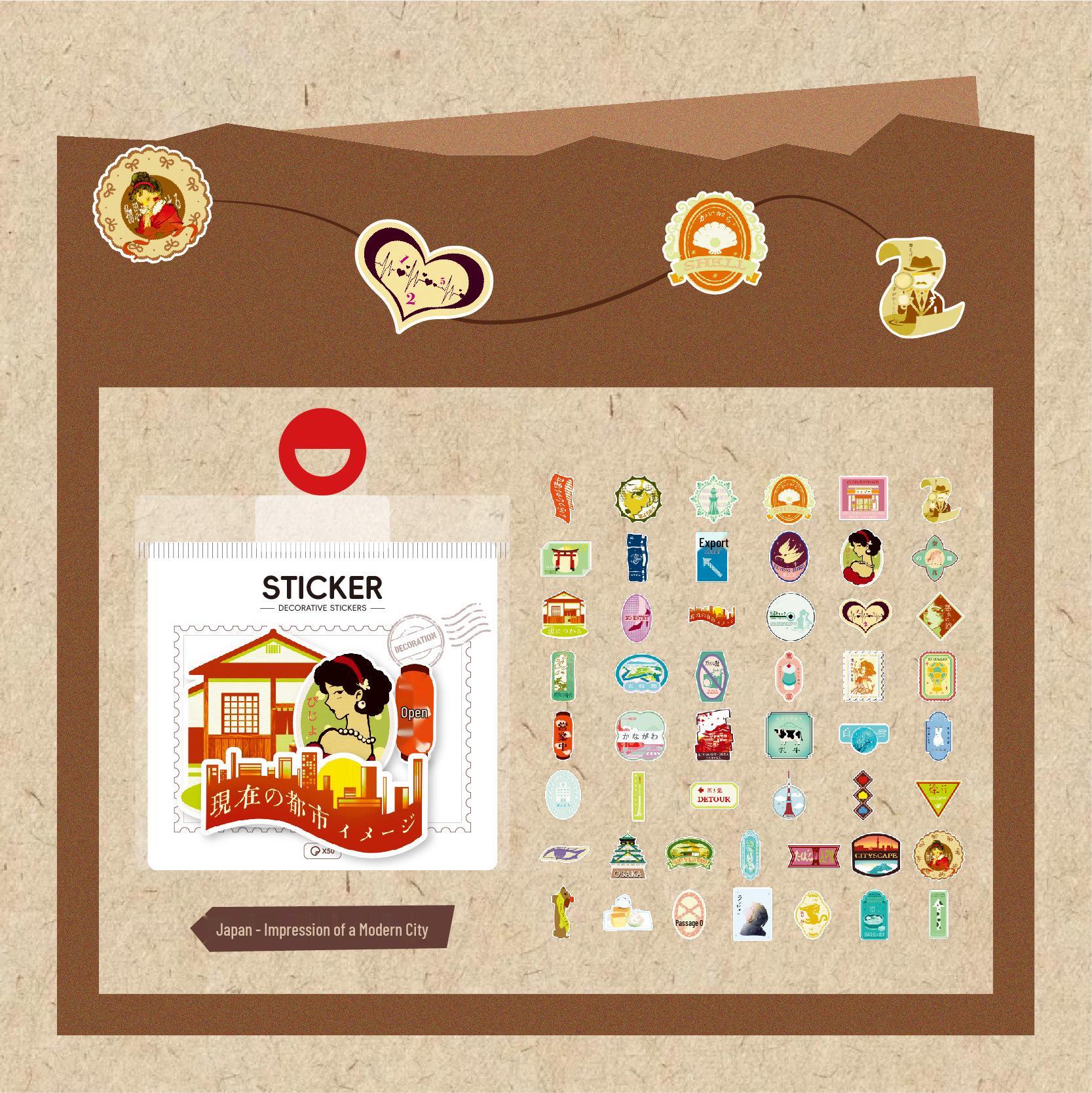 50 Japanese Tokyo Street Journal Decorative Stickers – Creative DIY Cultural Stickers