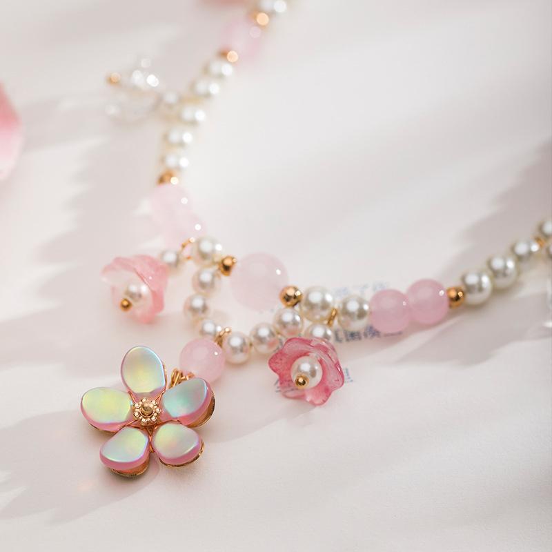 Retro Ethnic Style Necklace Chinese Style Beaded Flower Choker Natural Stone Prayer Necklaces Women Cheongsam Necklace Jewelry