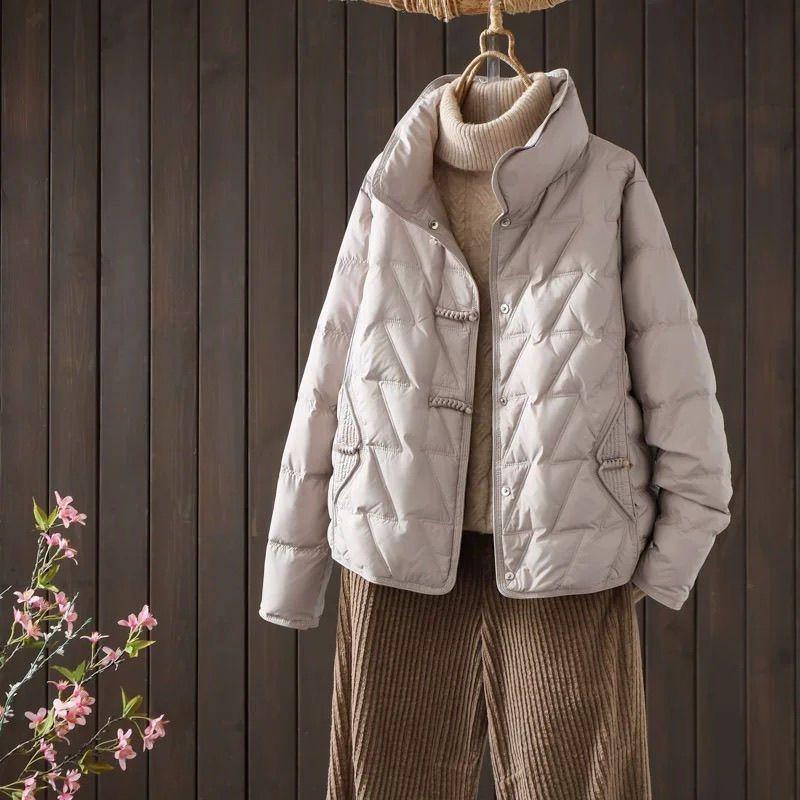 Women Plus Size New Chinese Style Thick Short Cotton Padded Coat With Frog Buttons