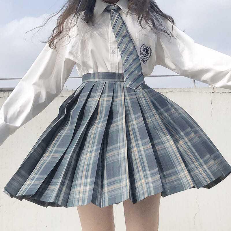 

Original Japanese JK Forest Letter High-Waist Pleated Midi Skirt for Women L