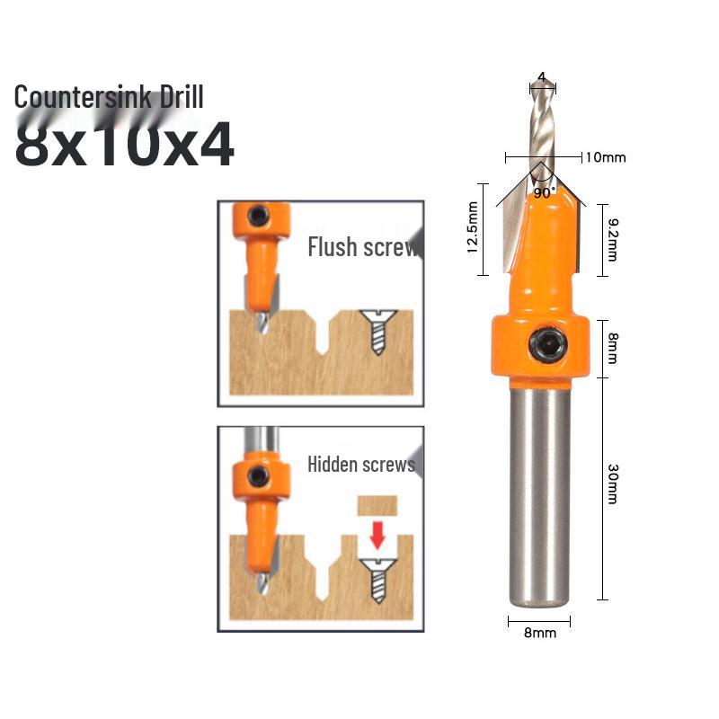 Woodworking Alloy Head Countersink & Step Drill for Self-Tapping Screws