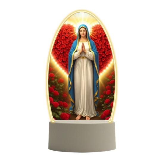 Guadalupe Virgin Prayer Lamp USB Powered Warm Light Soft Glow Catholic Night Light LED Religious Decor for Home Altar Bedroom Office Gift