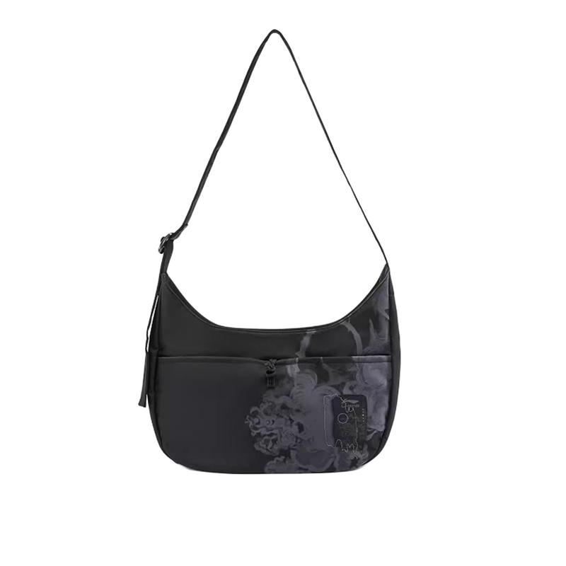 Li Ning Printed Pattern Shoulder Bag Unisex Black ABDV191-1