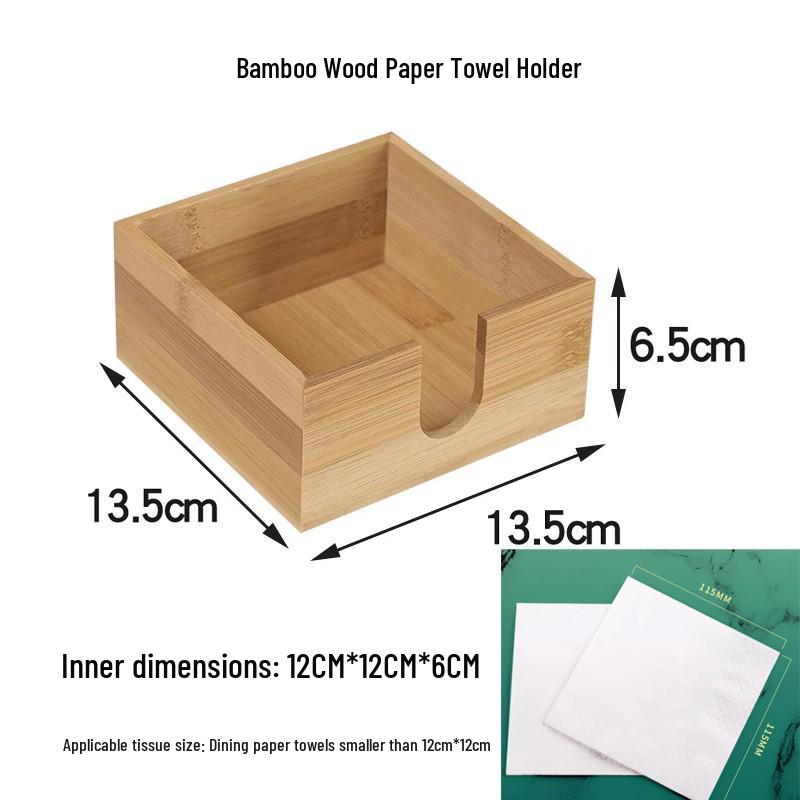 Bamboo Multi-functional Square Tissue Holder for Restaurants and Hotels