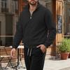 Men's Solid Color Stand Collar Zipper Hoodie Jacket - Outdoor Casual Streetwear