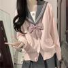 Spring and Autumn JK Uniform, V-neck Knit Cardigan, Sweater for Women, Japanese Collegiate Solid Color Lightweight Jacket, Versatile Long-sleeve Top
