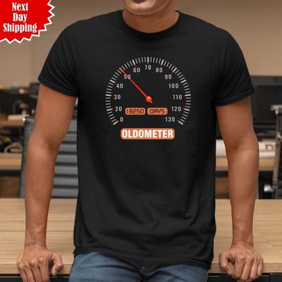 50th Birthday 50 Year Old Ageometer T Shirt Printed Funny Men's Regular Fit Top