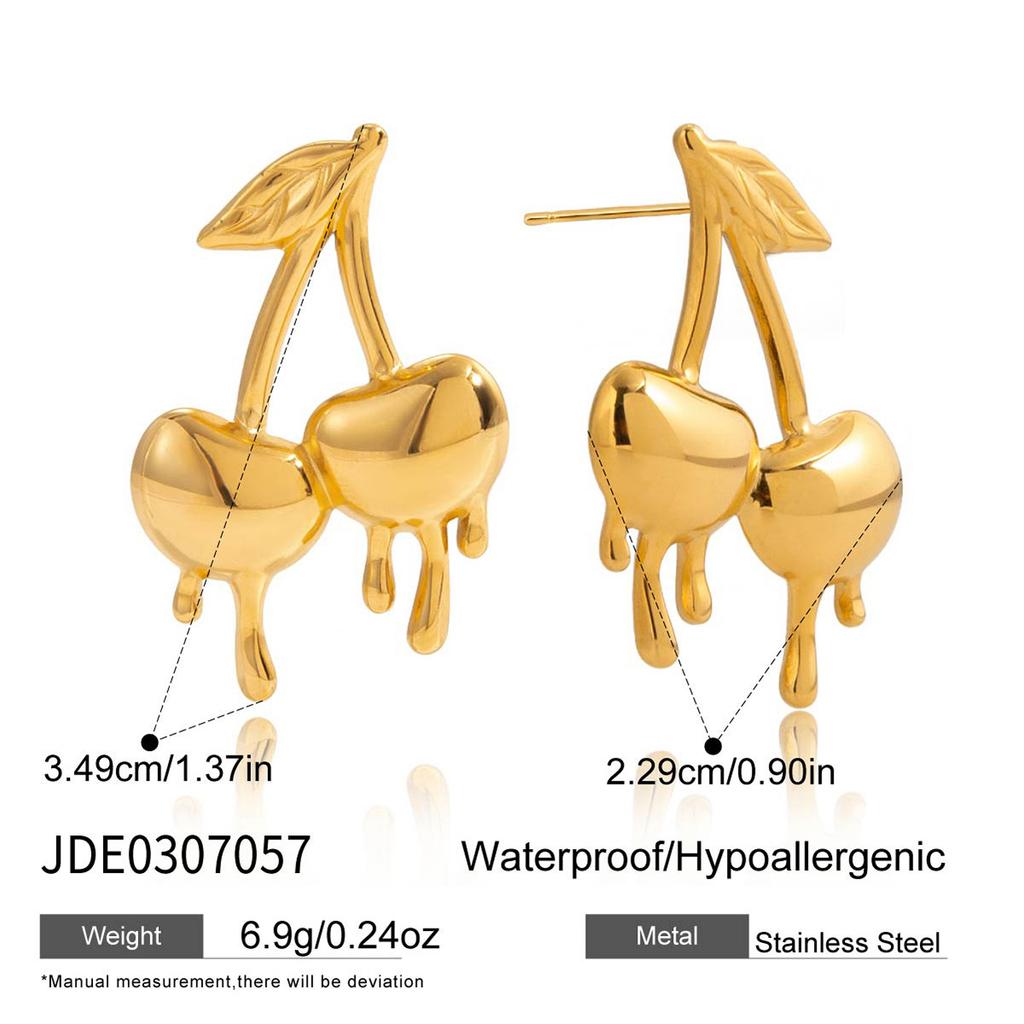 Design Sense Sweet Romantic Wind 18K Gold, Liquid Melted Lips Earrings Versatile Jewelry