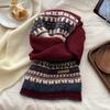 Fair Island Green Christmas Knitted Scarf Atmosphere Women's Autumn and Winter Thickened Warm Versatile Student Neck Scarf