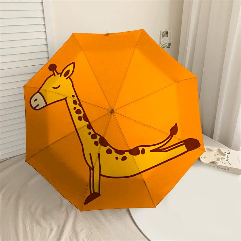 

1PC giraffe spots Umbrella-8-Rib Reinforced Portable Folding Travel Suitable for All Seasons Outdoor Daily Use-H0407