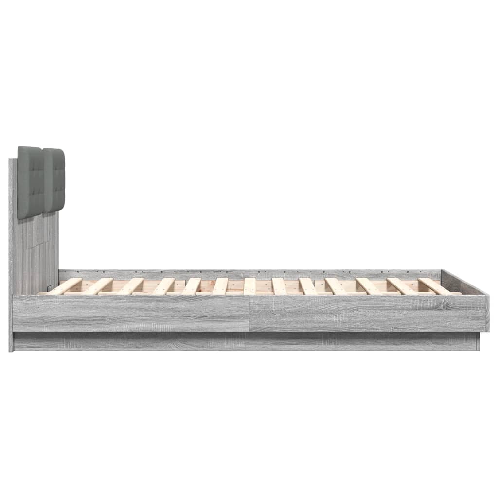 Bed Frame with Headboard Grey Sonoma 120x190 cm Wood Based Panel
