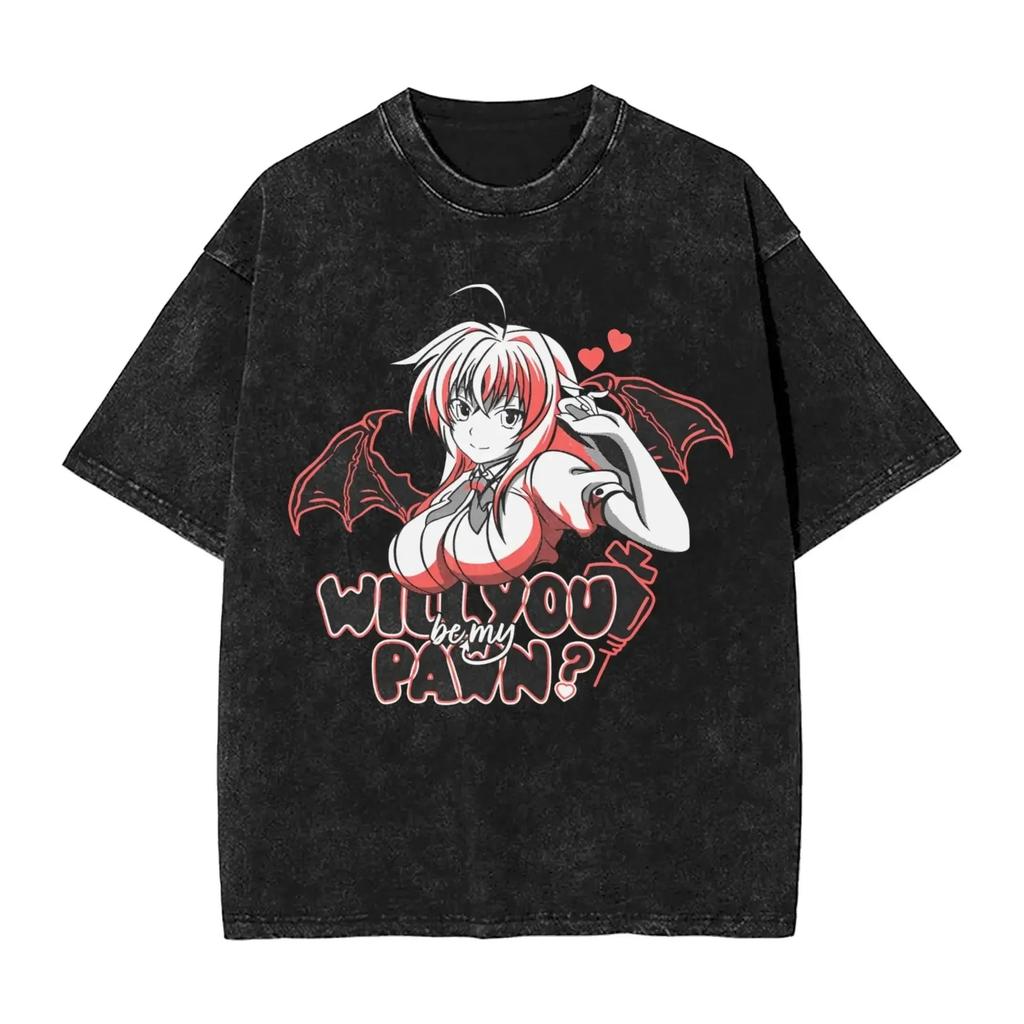 High School DxD Rias Gremory Anime Graphic Unisex Heavy Cotton Vintage Black Streetwear T-Shirt