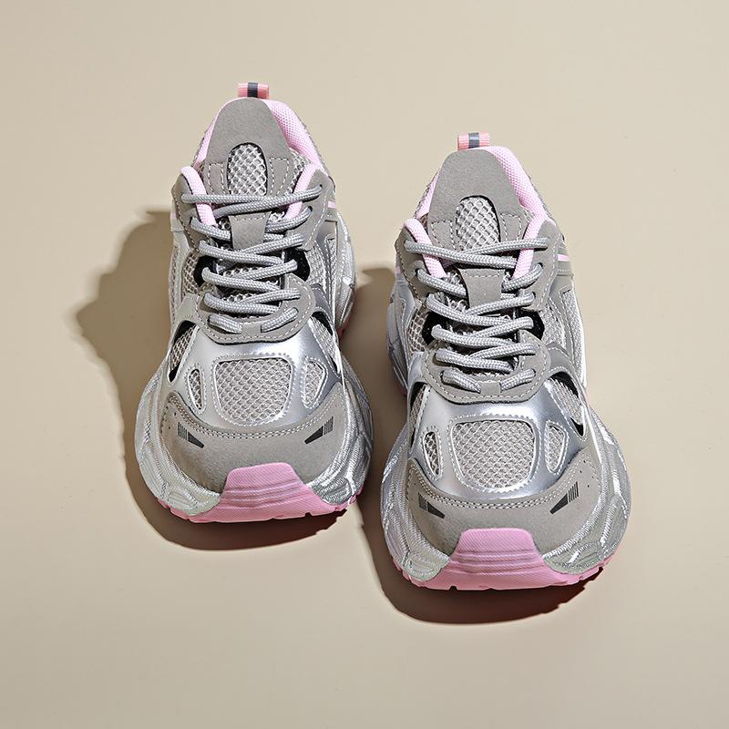 

Женские туфли Dad Shoes 2024, весна, новые, кожаные, на толстой подошве, нескользящие, легкие, повседневные туфли, подчеркивающие модную женскую спортивную обувь 35 розовый