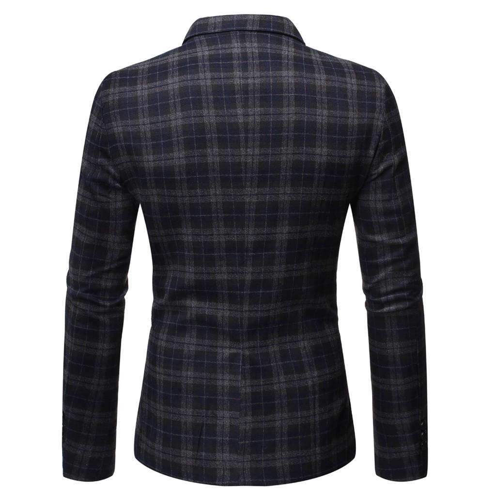 Men's New Stylish Casual Plaid Business Wedding Party Outwear Coat Suit Tops