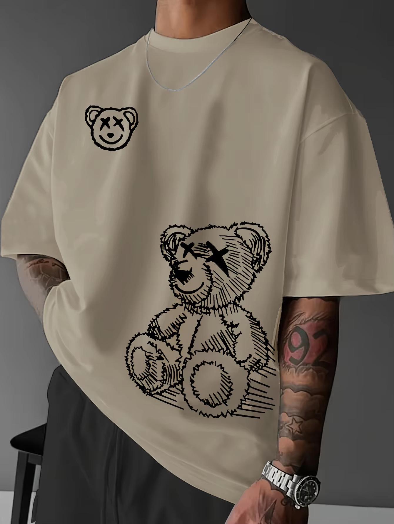 

Men s Casual Cartoon Bear Cotton T-Shirt L хакі