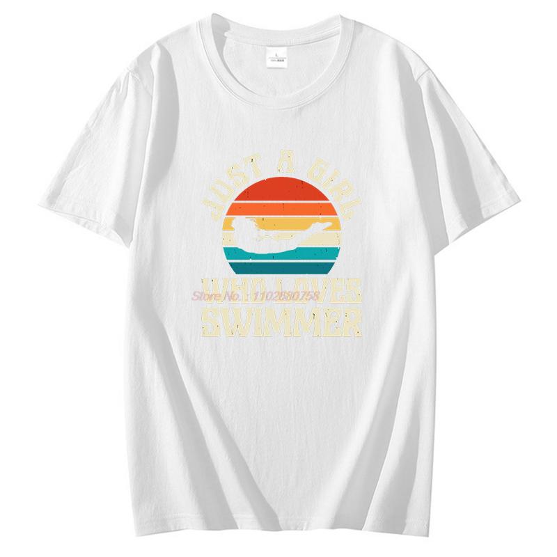 Summer Cotton Short Sleeve Tshirts Funny Swimmer Sport Vintage Swimming Graphic T Shirts Tees Tops Casual Unisex Print T Shirt