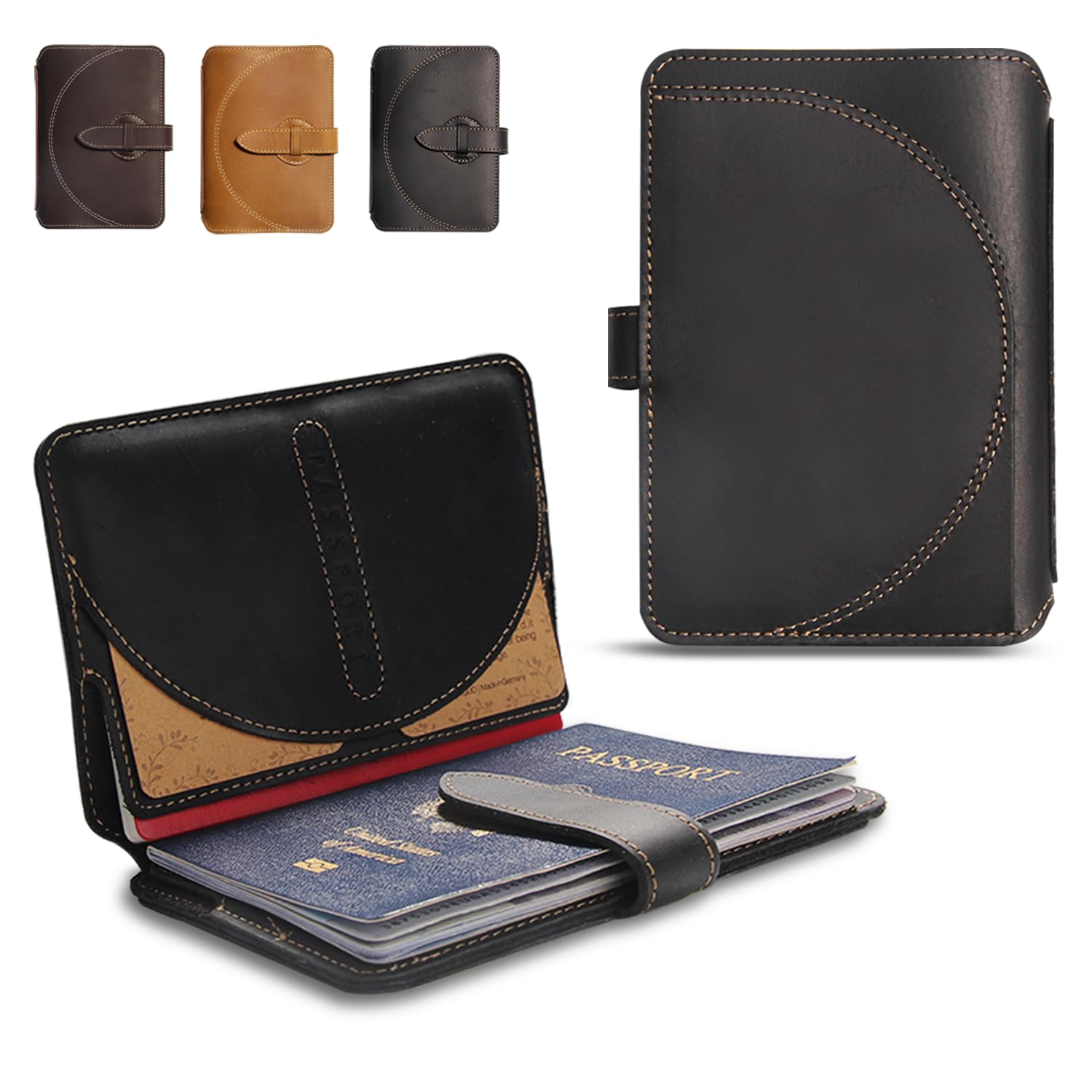 

Crazy Horse Leather Genuine Leather Passport Lightweight Design for with Card Unisex [XGUO] Case, Travel, Slots, Handmade,
