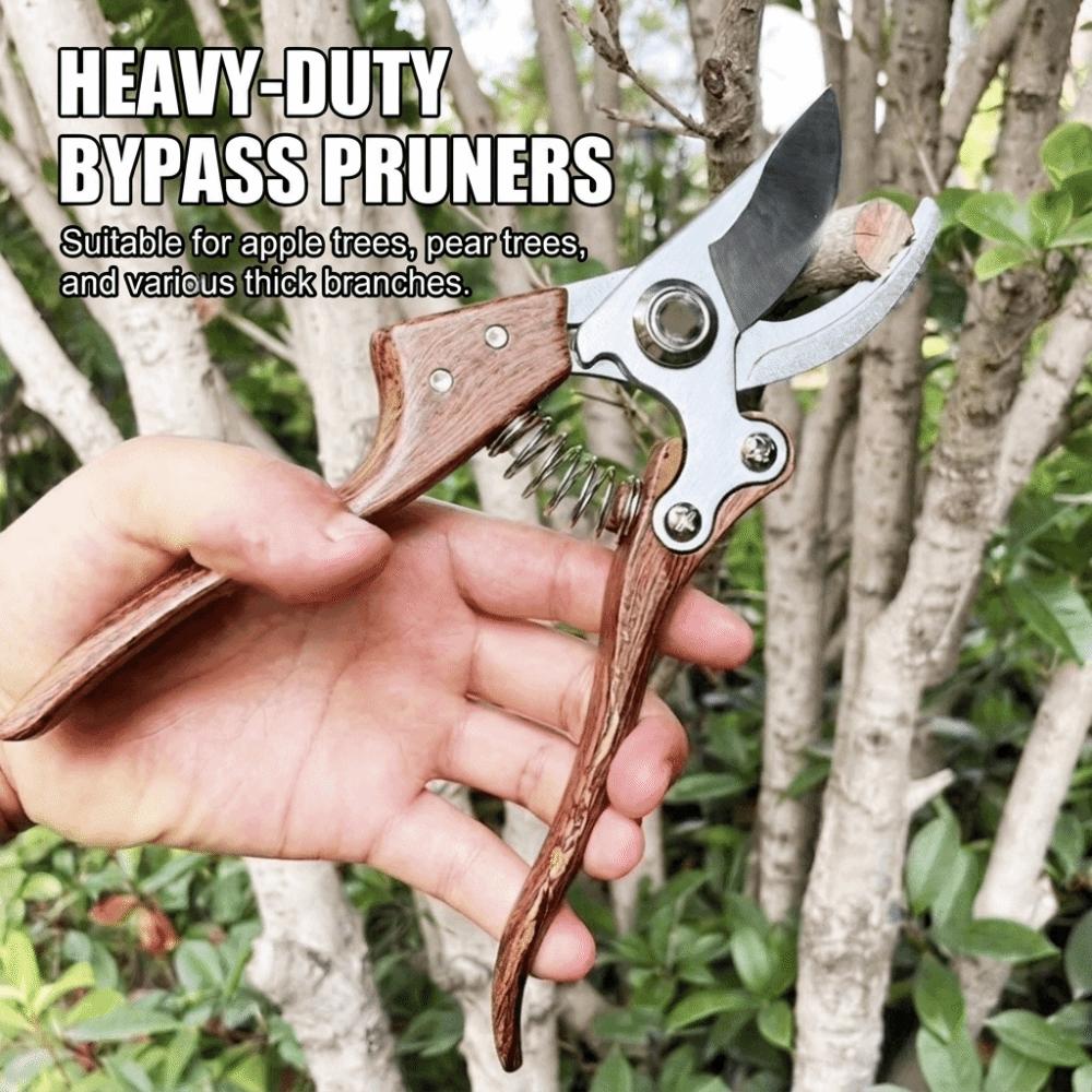 Wood Grain Garden Pruner Ergonomic Hand Pruner Gardening Tools Pruning Shears Thick Branches