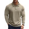 Men's Spring and Autumn Lapel Solid Color Casual Base American Retro Heavy Shoulder Long Sleeve Polo POLO Shirt Men's