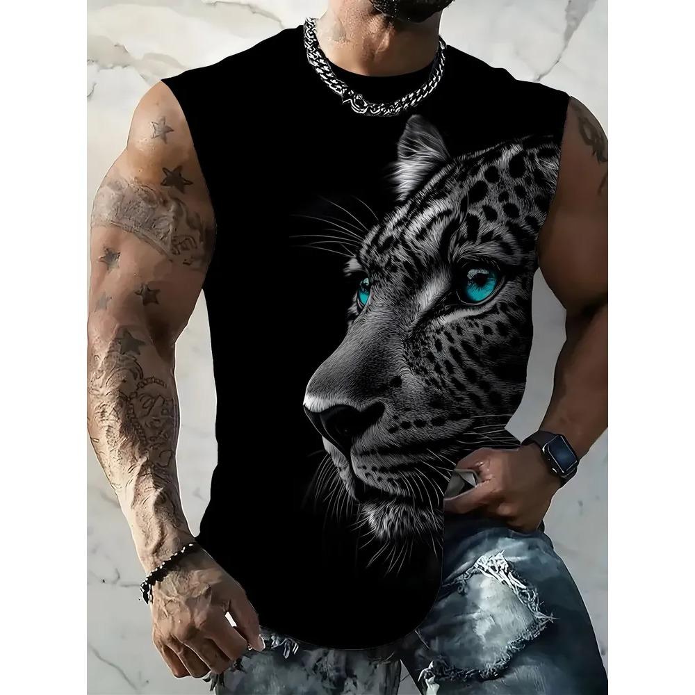 Fashionable Comfortable Sleeveless Fun Pattern Vest 3D Print Streetwear Tops Loose Casual Sport Breathable Oversized Round Neck Vest