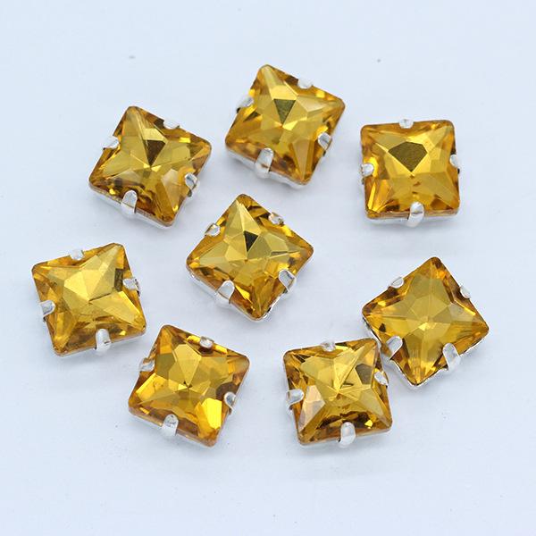 Strassuri Pătrate din Sticlă de Cristal cu Gheare Argintii, Artizanat Cusut pe Piatră, Accesorii Vestimentare, Rochie de Mireasă, Pantofi, Geantă, Garnitură DIY