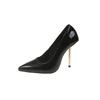 Ultra-fine Steel Needle Women's High Heels Auto Show Metal Heels and Singles Temperament Pointed Toe Black Singles Women 2025