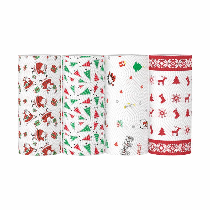 40Pcs/Roll Grease-proof Paper Food Paper Fried Food Paper Dish Towel Christmas Pattern Disposable Snacks Paper Kitchen Supplies