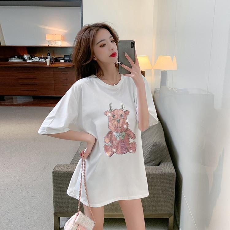 

Футболка с короткими рукавами и принтом в виде теленка и букв для женщин на лето, новый универсальный топ с короткими рукавами XXXL белый