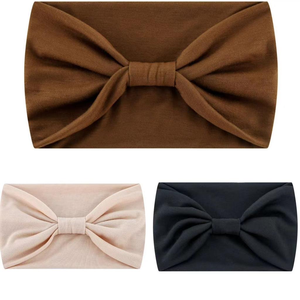 Solid Wide Headband Women Hair Accessories Bowknot Turbans Head Band Wash Face Make-up Sports Running Yoga Headbands