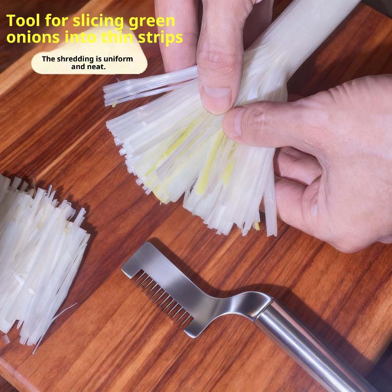 1Pc Stainless Steel Green Onion Cutter Shred Silk Knife Curved Cutter Head Design Food Speedy Chopper Kitchen Gadgets