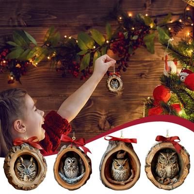 Vánoční sova Ornament Tree Zvířecí přívěsek Dekorace Simulace Home Dekorace Decor Festival B9T4
