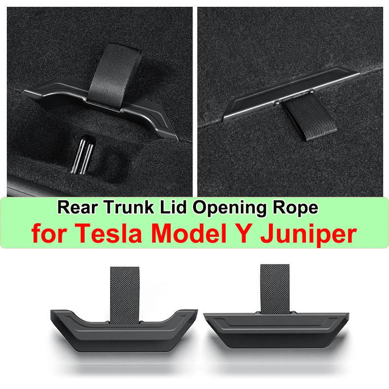 For New Tesla Model Y Juniper 2026 Rear Trunk Lid Open Handle Rope Tail Box Cover Pull Strap DrawString Launch 2025 Accessories