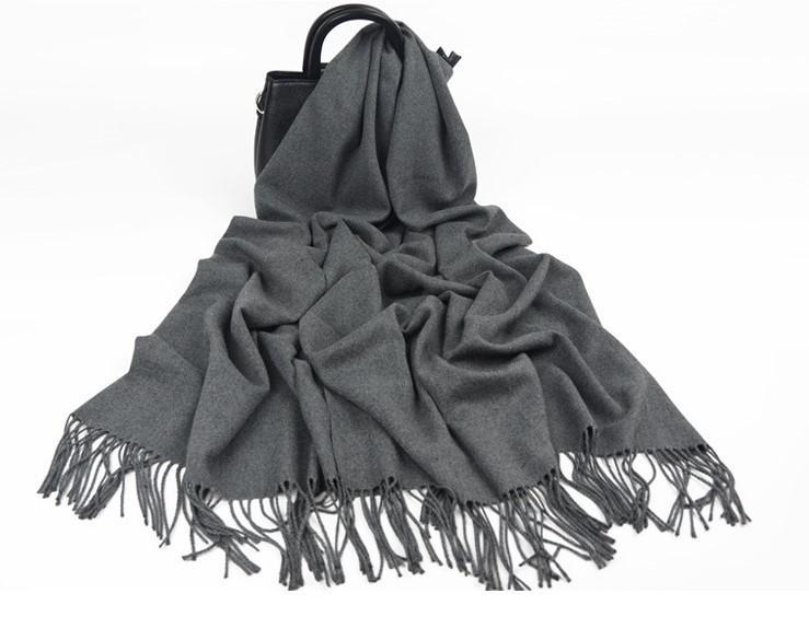 White Cashmere Scarf: Thickened, Solid Color, Versatile for Women & Men, Perfect for Autumn & Winter