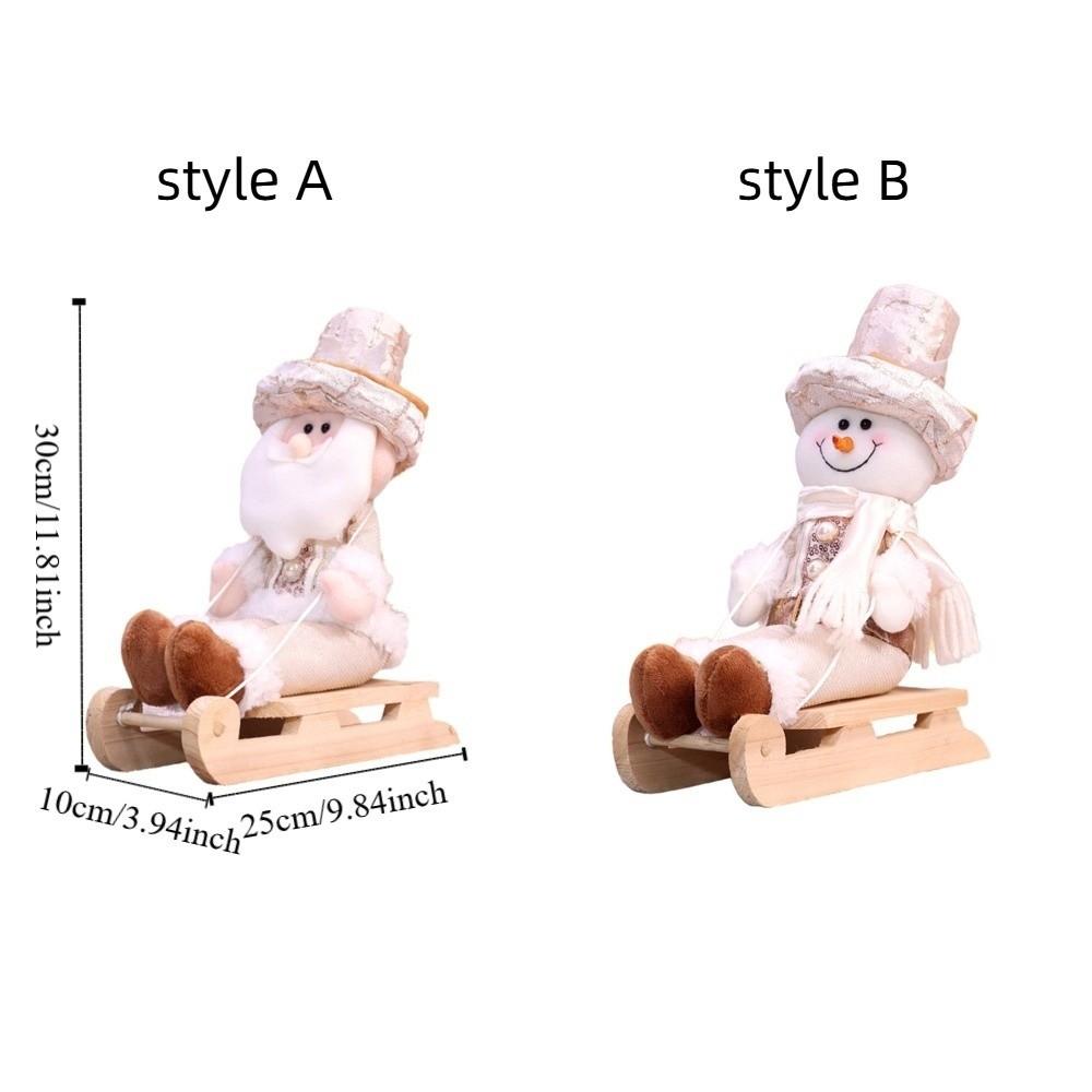 Cartoon Christmas Decorations Champagne Snowman Desktop Doll Sled Sitting Doll  Festive Decor