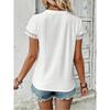 New Spring and Summer Women's V-neck Lace Splicing Loose Casual Hollow T-shirt