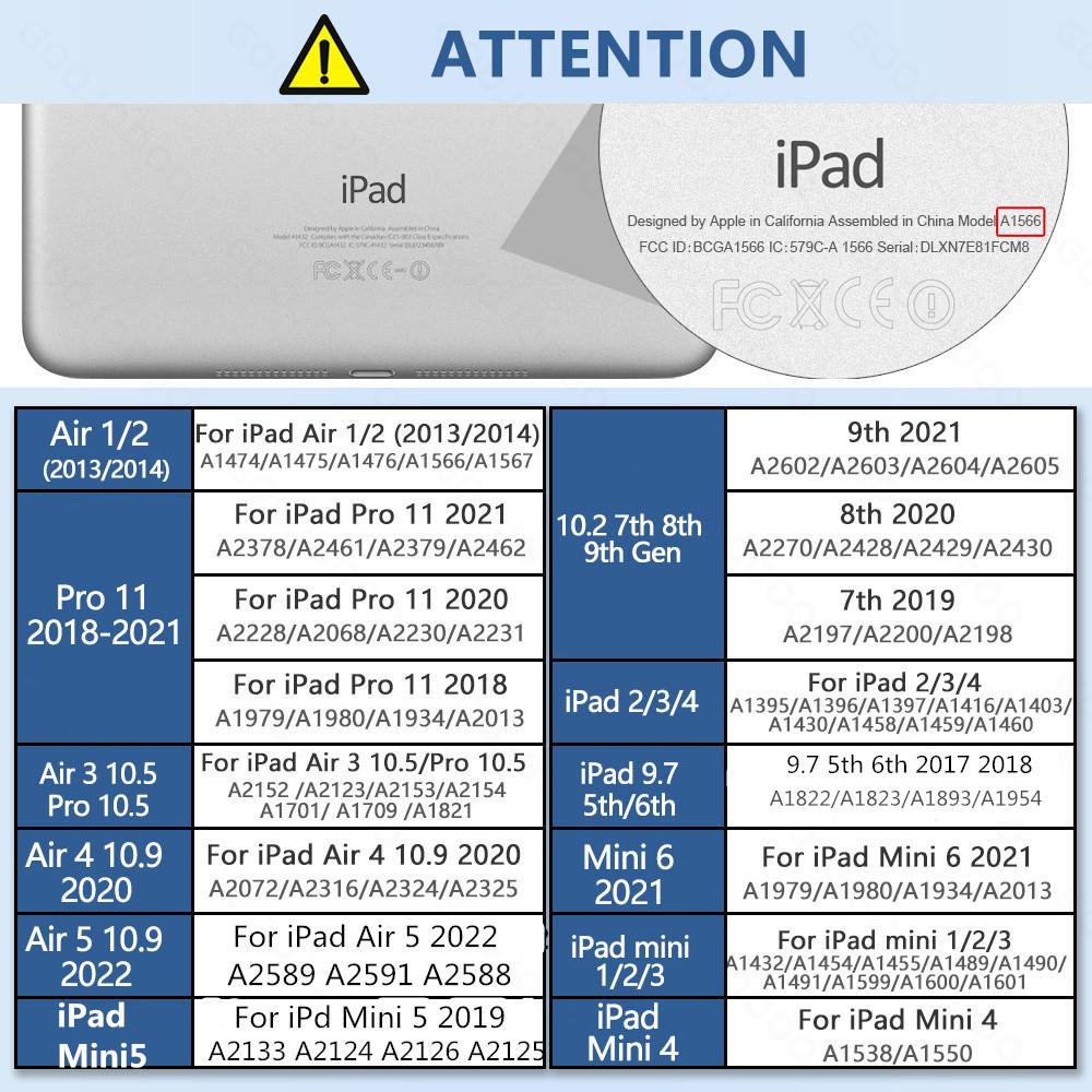 Capa Inteligente de Couro para Apple IPad 9.7 2018 6ª 2017 5ª A1823 A1893 Air 1 2 Capa para IPad 10.2 7ª 9ª Pro 11 Case Funda