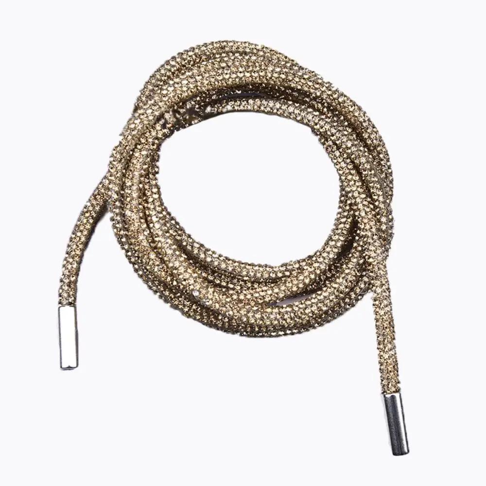 Diy Rhinestone Drawstring For Hoodie Trouser Sweatpant Rope Crystal Shiny Round Cord Replacement String Rubber Hose Diamond Trim